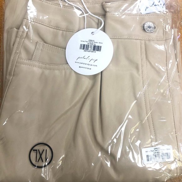 Petal & Pup Faux Leather Pants Bone Color - Picture 2 of 9